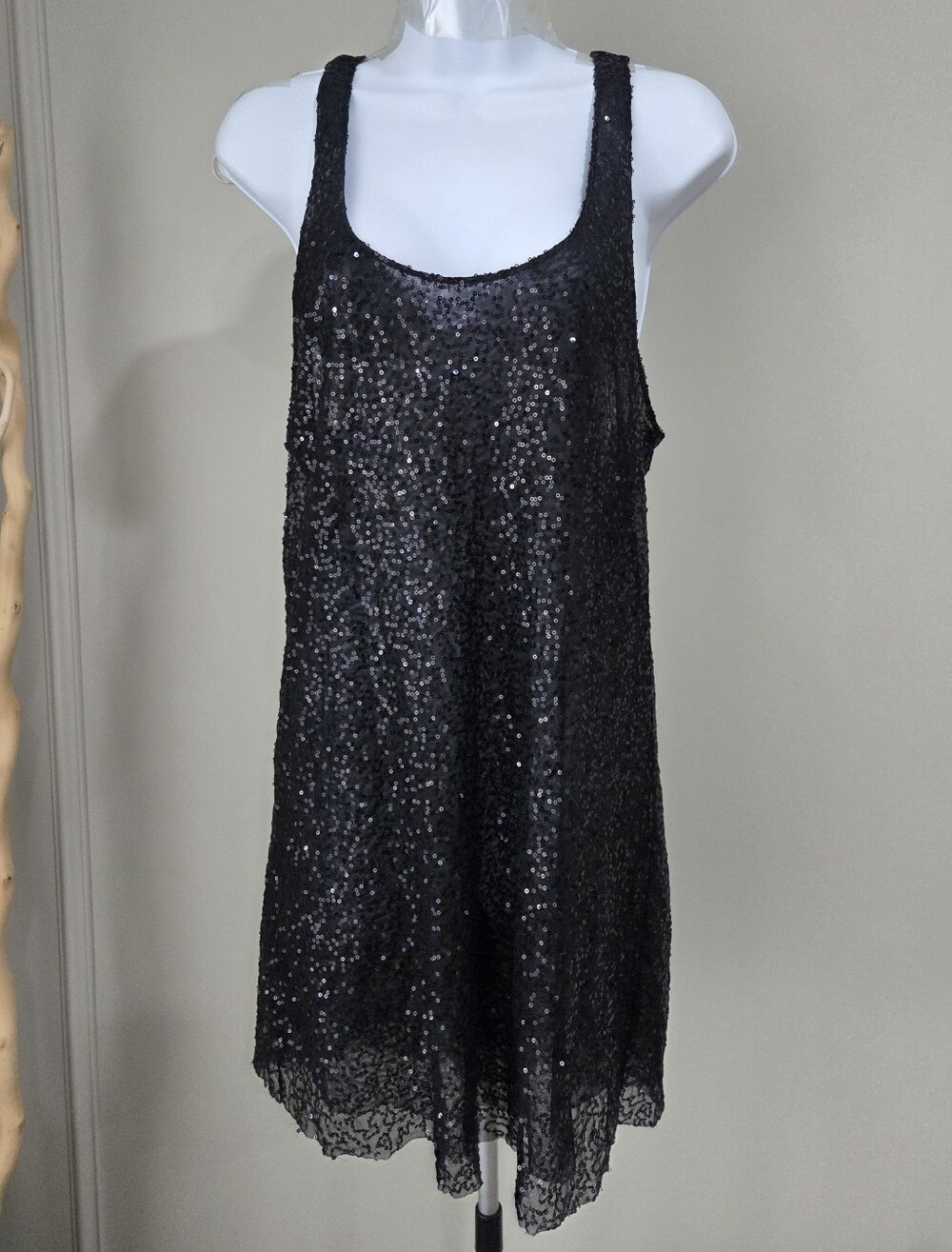Victoria's Secret Black Sequin Camisole Tank Dress Sz.M